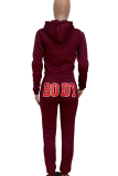 Casual Letters Contrast Hooded Long Sleeve Two Pieces