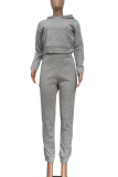 Casual Letters Contrast Hooded Long Sleeve Two Pieces
