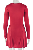 Sexy Solid Color Ruched Square Neck A Line Dresses