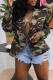 Street Style Double Breasted Blazer Graphic Print Casual Office Top
