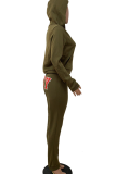 Casual Letters Contrast Hooded Long Sleeve Two Pieces