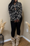 Y2K Deep V Plaid Shirt Oversized Asymmetric Design Casual Top