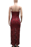 Party Style Sequin Camisole Maxi Dress Slit Design Slim Fit Dress