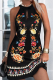 Plant Print Halter Neck Dress, Hollow Out Waist-Cinched Slim Fit Vacation Mini Dress