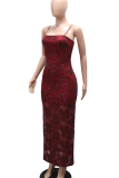 Party Style Sequin Camisole Maxi Dress Slit Design Slim Fit Dress