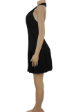 Blazer Collar Deep V Dress Single Breasted Waist Pleated Mini Elegant Office Dress
