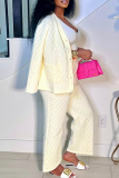Quilted Diamond Cardigan Pajama Set Long Sleeve Wide Leg Lounge Wear Two Piece