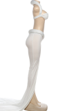 Halter Bandeau Two-Piece Set Slim Split Pants Stylish Statement Outfit