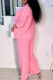 Quilted Diamond Cardigan Pajama Set Long Sleeve Wide Leg Lounge Wear Two Piece