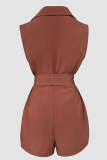 Sleeveless Blazer Collar Jumpsuit Tie Waist Pocket Casual Fashion Romper