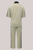 Half Zip Color Block Two Piece Set Loose Short Sleeve Wide Leg Casual Fashion Tracksuit