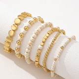 6-Piece Beaded Bracelet Set Stackable Fashion Versatile Jewelry