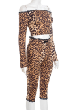 Off-shoulder Long Sleeve Top Drawstring Capri Pants Two-piece Set