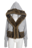 Fuzzy Panel Short Coat Casual Stylish Layered Warm Piece