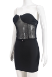 Sexy Solid Color See-Through Strapless Sleeveless Two Pieces