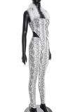 Fuzzy Strap Textured Tube Top Cutout Slim Skirt Two-piece Set