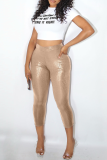 Shiny Textured Cross Waist Capri Leggings Stylish Versatile Piece
