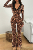 Lace Deep V Printed Jumpsuit Slim Flared Pants Stylish Piece