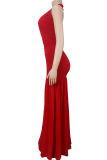 Elegant Solid Color Backless Halter Long Dresses