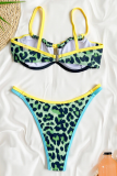 Sexy Leopard Print Contrast Swimwears