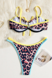 Sexy Leopard Print Contrast Swimwears