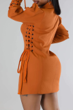Blazer Collar Puff Sleeve Dress Tie Waist Button-front Gown
