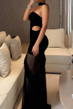 Sexy Solid Color Mesh Strapless Long Dresses