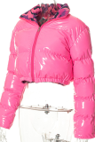 Paisley Reversible Cropped Puffer Jacket Stand-Collar Zip Coat