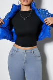 Paisley Reversible Cropped Puffer Jacket Stand-Collar Zip Coat