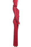 Hooded Zipper Printed Two-Piece Sheer Bodycon Set