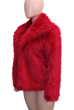 Faux Fur Jacket Short Length Lapel Collar Casual Warm Outerwear