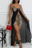 Two Piece Dress Set Spaghetti Strap Lace Overlay