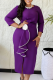 Floral-Accent Contrast Ruffle Dress Elegant Waist-Fit Midi Work Gown