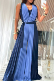 Casual Solid Color Ruched Contrast V Neck Loose Jumpsuits
