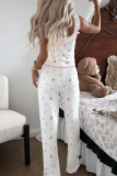 Casual Print Stringy Selvedge V Neck Sleeveless Two Pieces