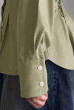 Casual Solid Color Buckle Turndown Collar Tops