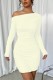 Sexy Casual Nightclub Office lady Solid Color Off Shoulder Wrapped Skirt Dresses