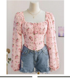 Casual Street Daily Office lady Floral Print Tops