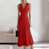 Sexy Casual Daily Party Vacation Formal Prom Office lady Solid Color V Neck A Line Dresses