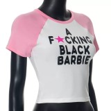 Letter Print O Neck T-Shirts