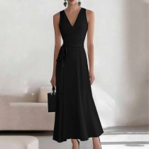 Sexy Casual Daily Party Vacation Formal Prom Office lady Solid Color V Neck A Line Dresses