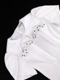 Casual Street Vacation Prom Birthday Homecoming Y2k Solid Color Beading O Neck A Line Short Sleeve Dress