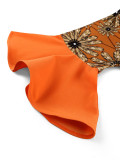 Floral Print Bow Decor Fishtail Dresses
