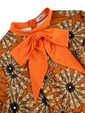Floral Print Bow Decor Fishtail Dresses