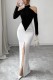 Contrast Halter Wrapped Skirt Dresses