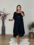 Solid Color O Neck Half Sleeve Two Pieces