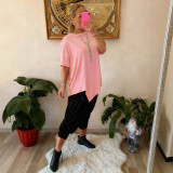 Plus Size Casual Patchwork O Neck T-Shirts