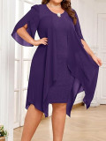 Solid Color O Neck A Line Short Sleeve Dress