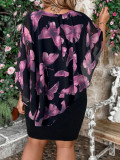 Plus Size Casual O Neck Wrapped Skirt Dresses