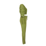 Casual Solid Color Off Shoulder Two Pieces